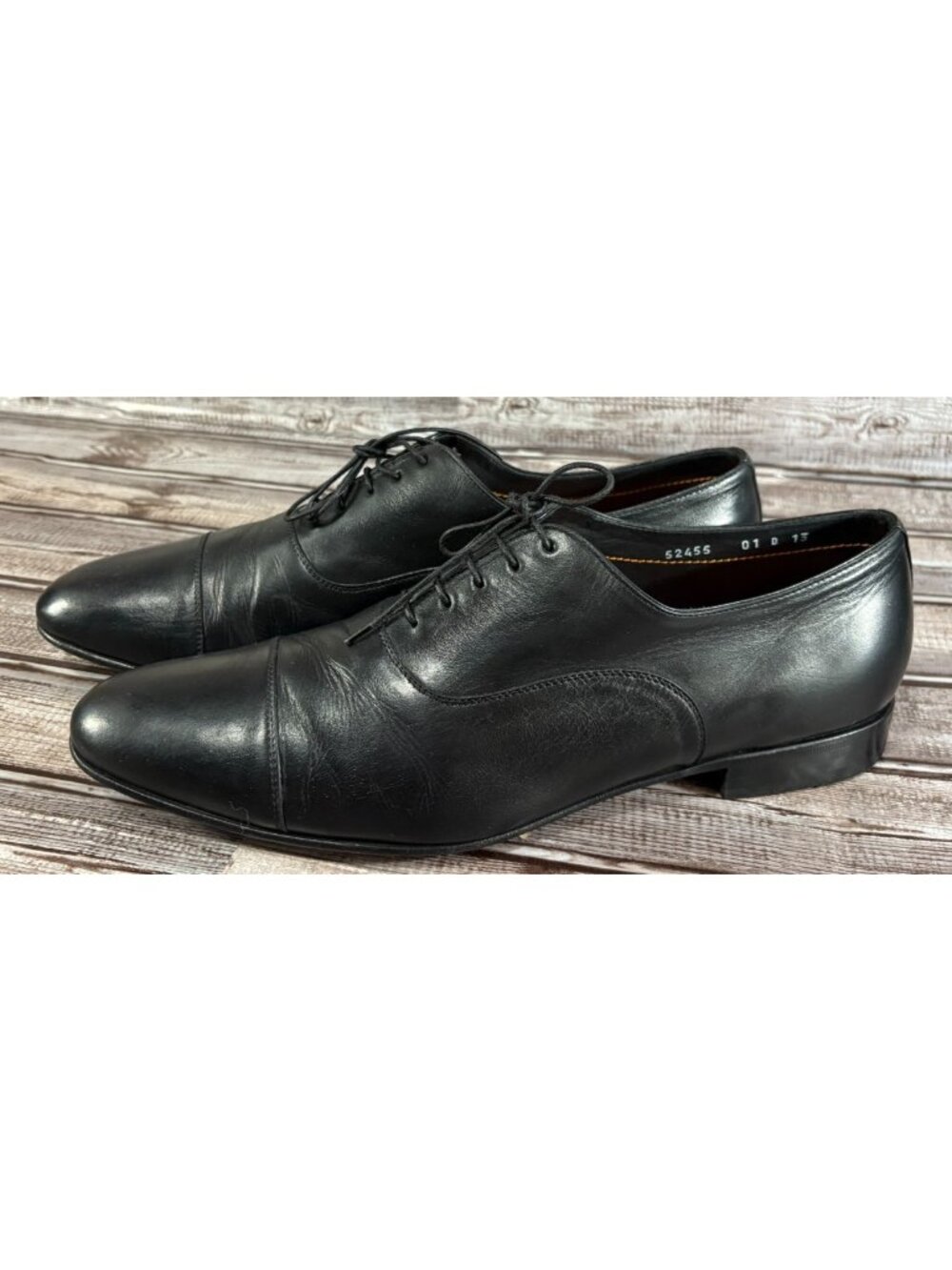 Santoni Darian Leather Cap Toe Oxford Shoes Size 13 D color black mspr $850